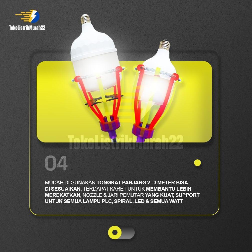 Eq-77 (Murah)Stik Lampu /Tongkat Lampu / Satu Set Tongkat Dan Kepala /Stik Lampu Jumbo 2 Meter & 3 M