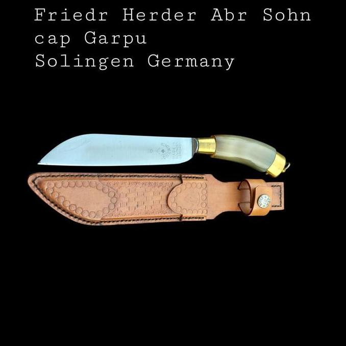 Pisau Cap Garpu Herder Solingen Germany Gagang Tanduk Sarung Kulit 6 inch
