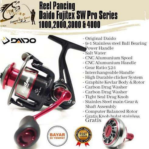 Reel Pancing Daido Fujitex SW Pro Series 1000-4000 (9+1Bearing) Salt Water Berkualitas - Toms Fishin