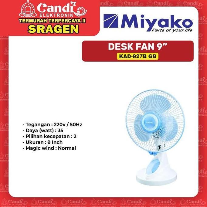 MIYAKO DESK FAN KIPAS ANGIN DUDUK - KAD-927B GB - Candi Elektronik Sragen