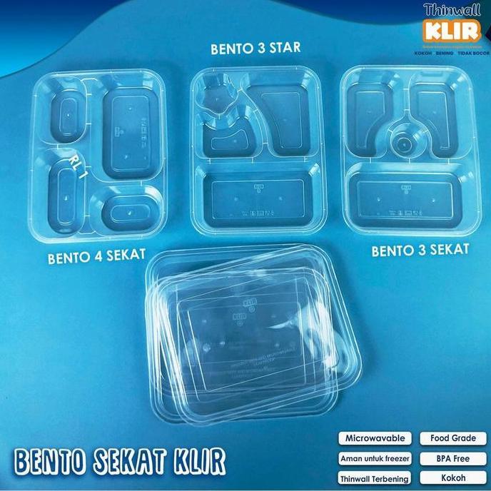 Thinwall Bento Sekat Star/ Thinwall Klir Bintang Kotak Makan Sekat @25
