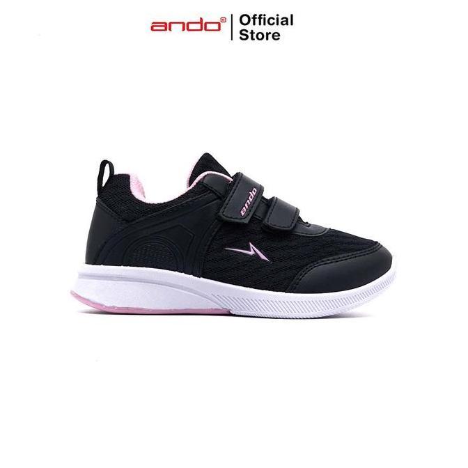 Ando Official Sepatu Sneakers Adrina V Anak - Hitam/Merah Muda