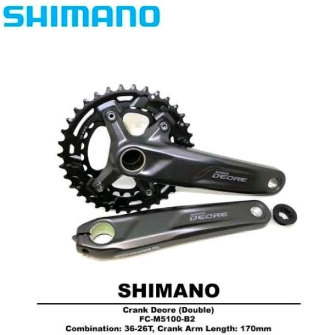 Promo Crank 2 Speed Shimano DEORE FC-M5100-2 Double Original Box Crank MTB Deore M5100 COD