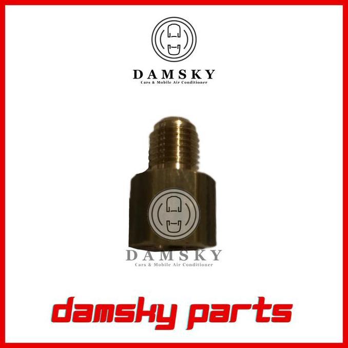 Adaptor Sambungan Nepel R134 Freon Tabung Ukuran 1/4 Kuningan