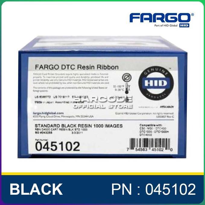 Fargo DTC 1250E & C50 ( PN : 045102 ) DTC1000/4000 Resin Ribbon Black