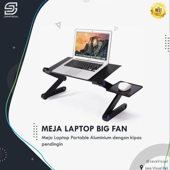 Meja Laptop Portable Aluminium dengan kipas pendingin
