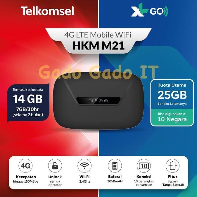 TERBARU - MIFI ROUTER HKM M21 XL GO MODEM WIFI 4G LTE HKM M21 TELKOMSEL