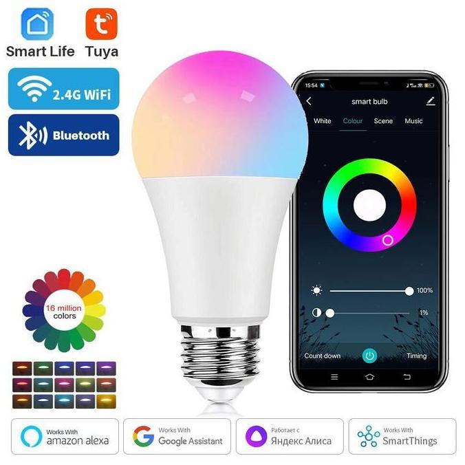 Promo Tuya Smart Bulb E27 Wifi/Bluetooth Dimmable Led Light Bulb Rgbcw Cod