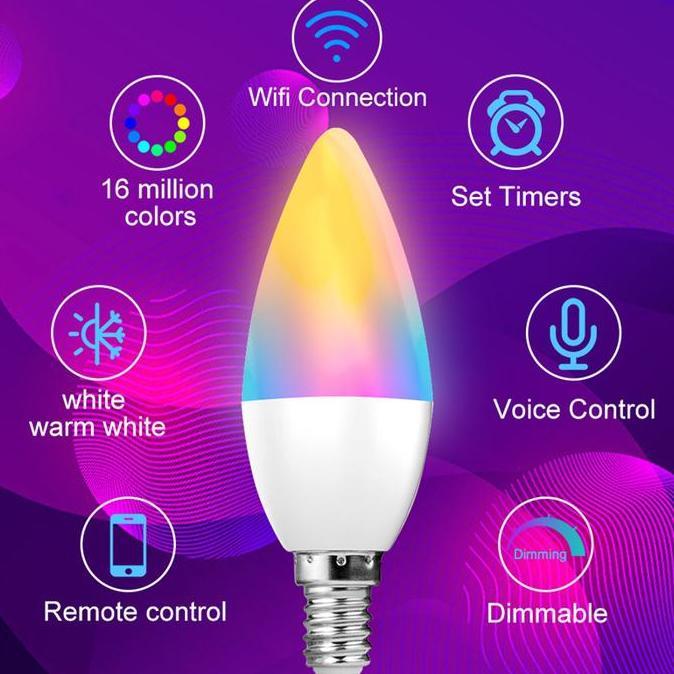 Promo Tuya Smart Led Light Bulb Dimmable Wifi / Zigbee Rgbcw Colorful E14 Cod