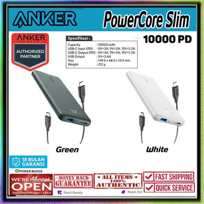 Anker Power Bank PowerCore Slim 10000 mAH PD Fast Charging