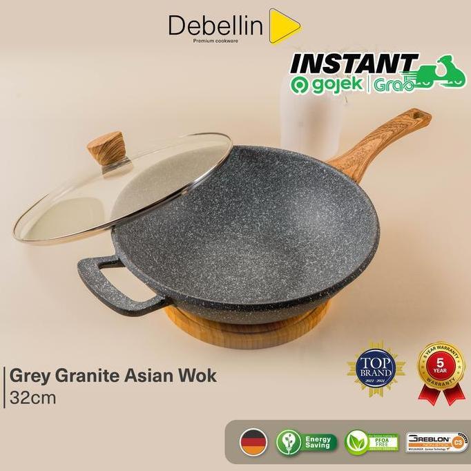 Debellin Grey Granite Wok Pan 32 Cm