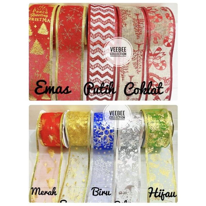 ><><><] Pita Motif Natal 5cm goni motif tile motif/ pita roll natal/ ribbon
