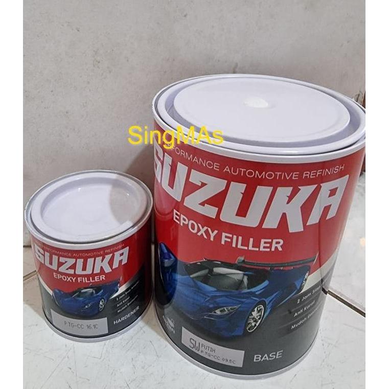 SUZUKA EPOXY FILLER SW 1L 1Ltr 1 Liter Set Cat Dasar Besi PUTIH