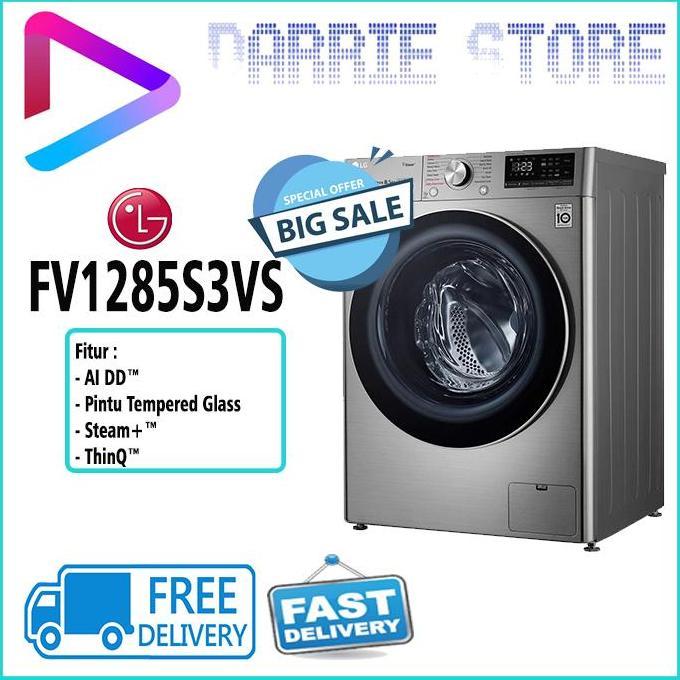 TERBARU - LG FV1285S3VS MESIN CUCI WASHER 8.5 KG FV-1285S3VS FV1285 1285S3VS