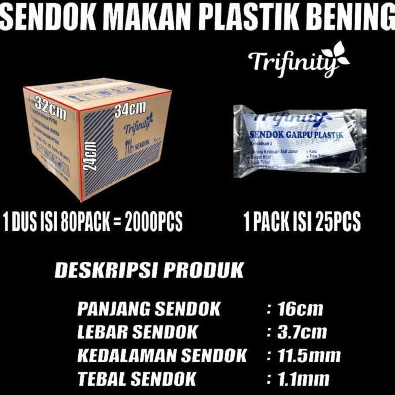 Sendok Makan Plastik Kuat Tebal Panjang Bening / Hitam / Putih Trifinity Dus Jasa Kirim Medan Sendok
