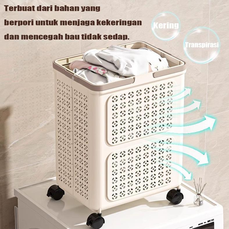 Keranjang Baju Kotor Lipat Portable Dengan Roda Laundry Basket Keranjang Laundry
