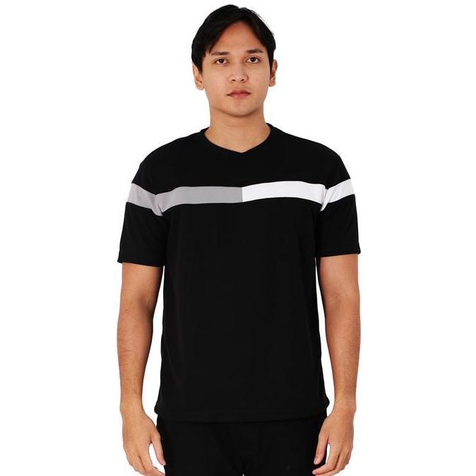POSHBOY Hakata Kaos Lengan Pendek Pria Warna Hitam Motif Garis Bahan Super Premium Esklusif Ori