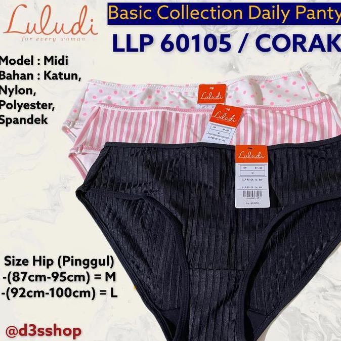 Promo Luludi By Wacoal Basic Panty Midi Katun LLP 60105 Corak / Celana Dalam COD