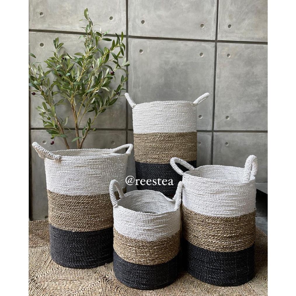 Size L Keranjang laundry anyam serat alam / Keranjang Anyam / Keranjang Laundry Keranjang Laundry