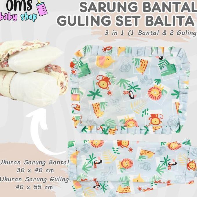 Sarung Bantal Guling Set Anak Balita (1 Bantal & 2 Guling)