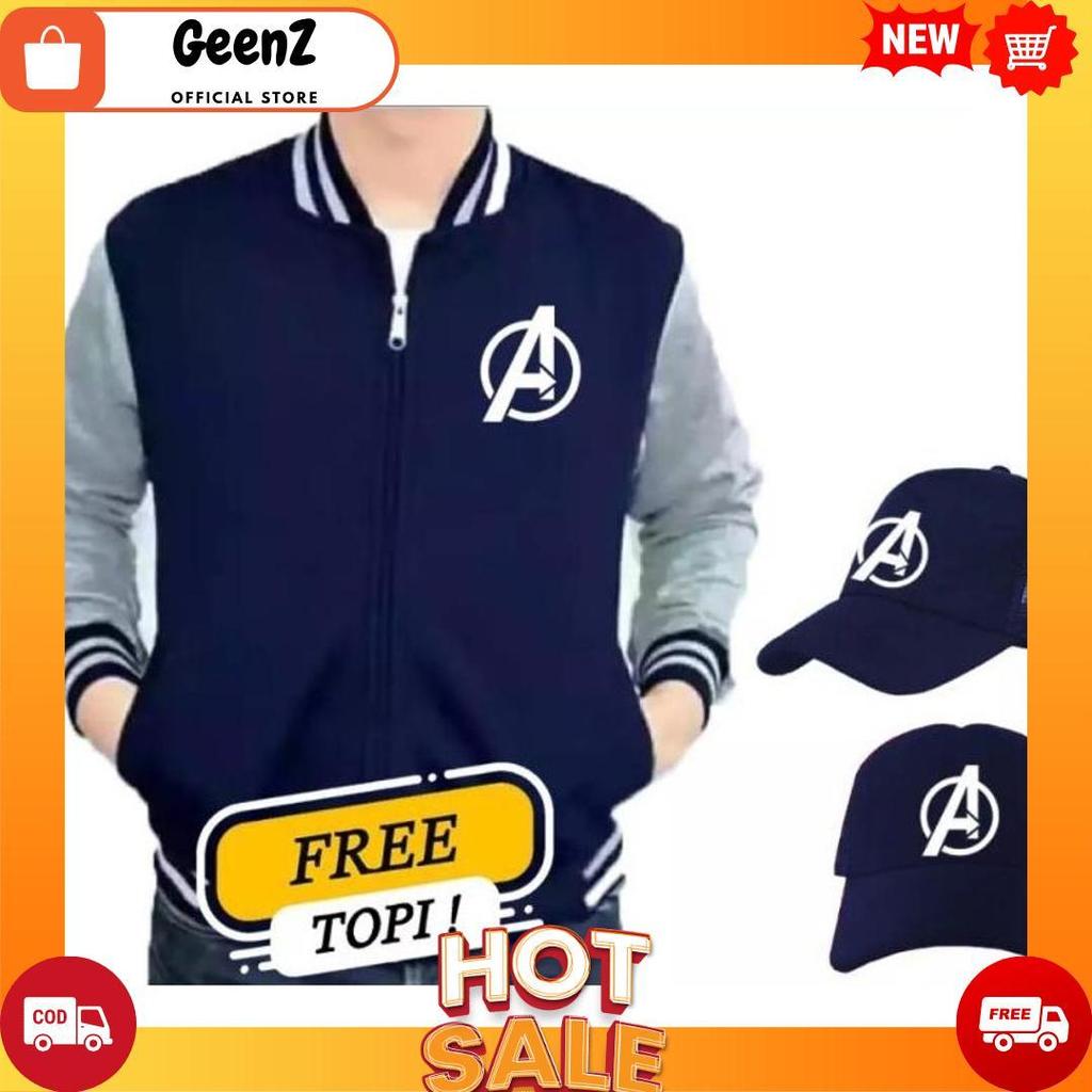 JAKET BASEBALL KOMBINASI LOGO AVENGERS BONUS TOPI [B1][B1]