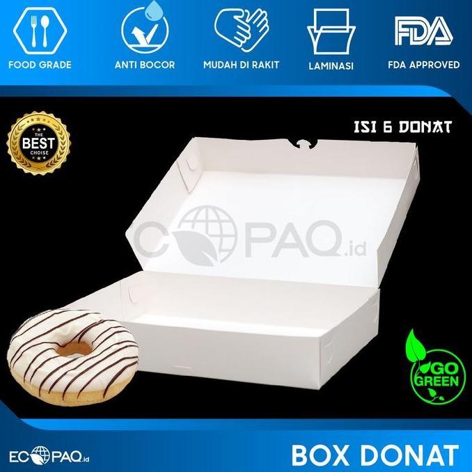 Terlaris Box Donat - Kotak Donat - Dus Donat Donut - Putih- Isi 6 (30 Pcs)