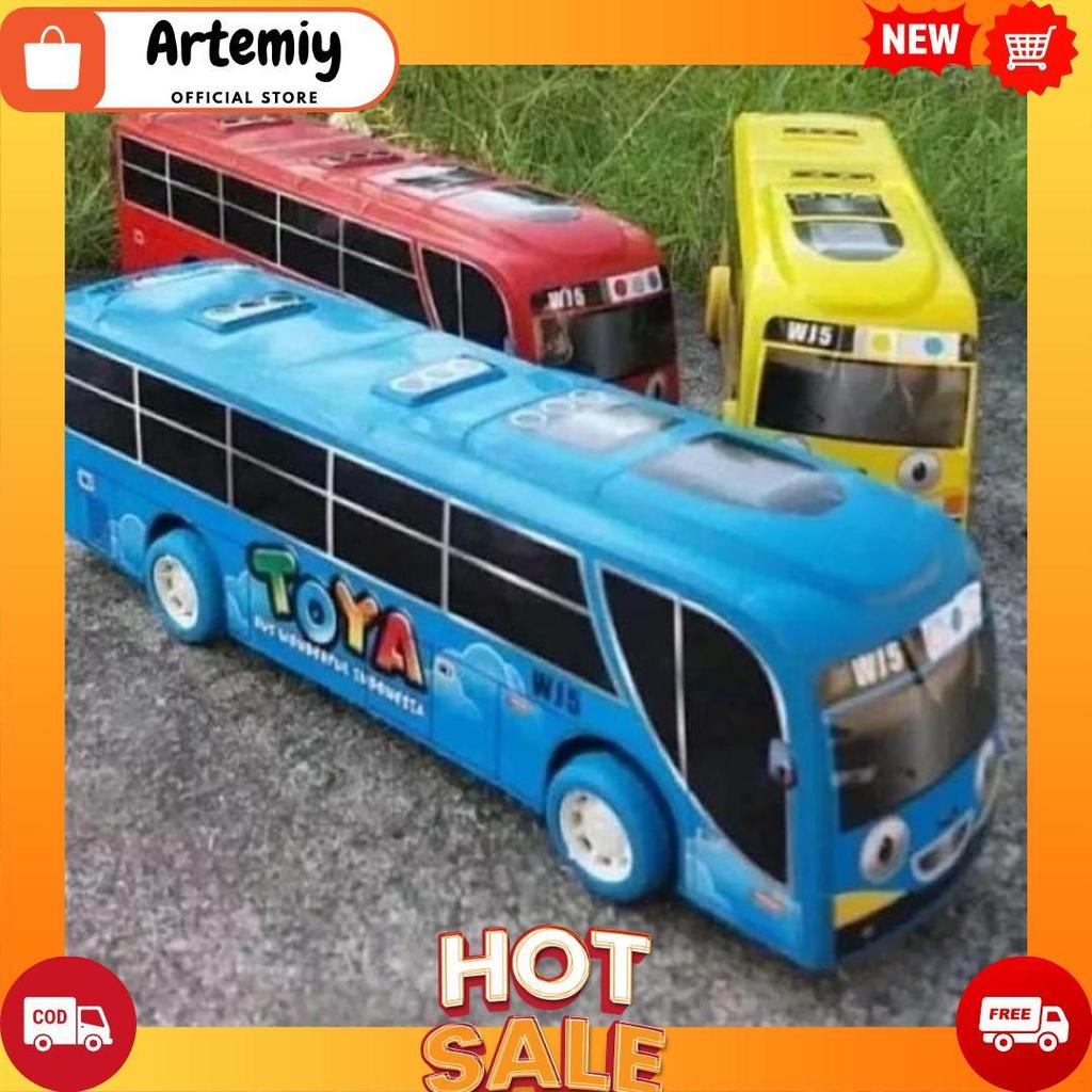 BIBU ID (SERBA MURAH) COD MAINAN EDUKASI ANAK MAINAN ANAK MOBIL PULLBACK BUS TAYO TOYA PANJANG 19CM/