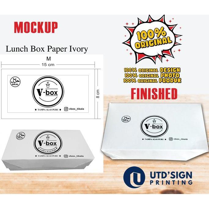 Terlaris Lunch Box Paper Ivory Ukuran Medium + Cetak Sablon Custom Logo