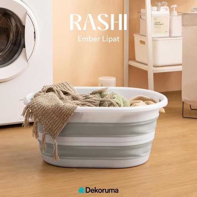 Dekoruma RASHI Ember Lipat / Ember Portable Untuk Cuci Baju - Putih LM