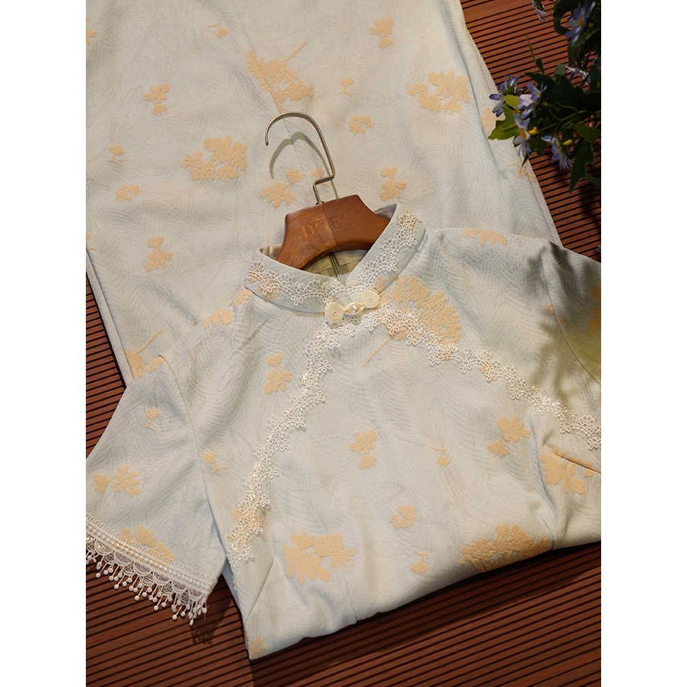 Cheongsam biru untuk wanita, cantik, unik, gaya Cina baru, serbaguna