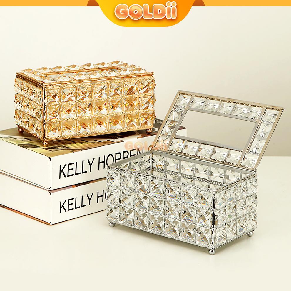 GOLDII - Kotak Tisu MewahTempat Tisu Rose Gold Kristal Tempat Tisu Aesthetic