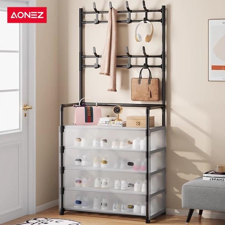 AONEZ Rak Sepatu Tertutup Anti Debu Serbaguna, Gantungan Tas Pakaian/ Rak Penyimpanan Dengan Penutup