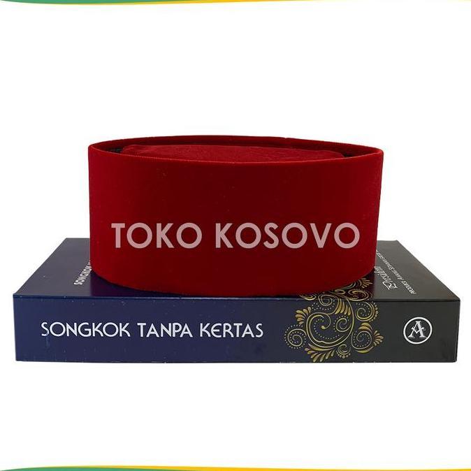 Promo GROSIR (10 Pcs) Peci Songkok Kopiah MAROON MERAH AWANG AC Polos Tinggi 9 COD