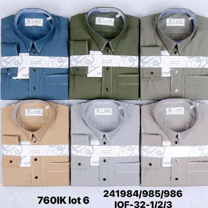 Promo Gamis/juba Haramain kombinasi Kerah kemeja lengan manset  Panjang  Jubah  Muslim Pria Hitam Pu