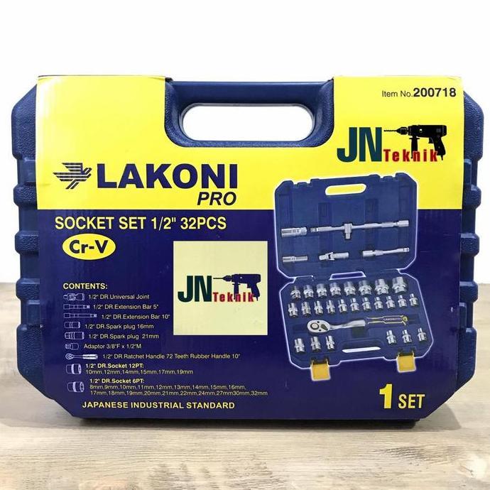 KUNCI SOK SET LAKONI PRO 1/2" 32PCS / SOCKET SET LAKONI PRO 1/2" 32PCS