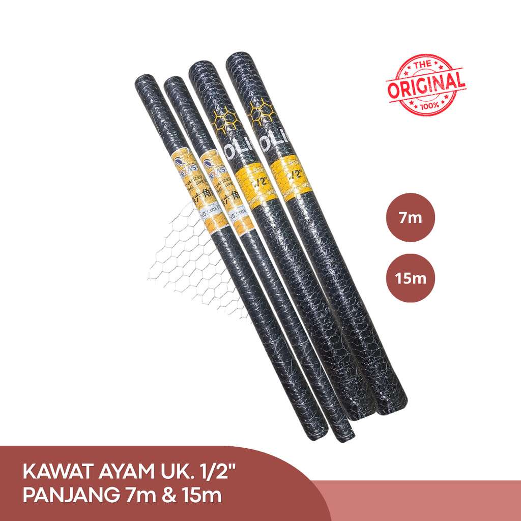 Kawat Ayam Galvanis 1kg | Chicken Wire Mesh 1/2" Panjang 7m & 15m [Per-Roll] Kawat Kandang Ayam