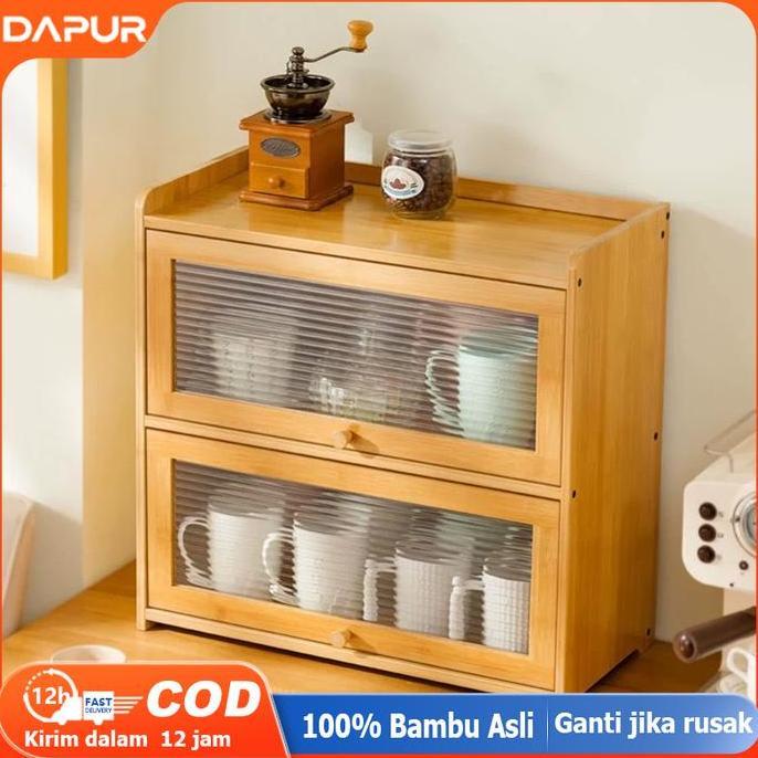 [DH]Rak Laci Kosmetik 3 Susun Lemari Mini Tempat Kosmetik Rak Kabinet Dapur bambu Lemari Penyimpanan