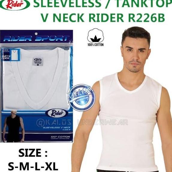 Promo Kaos Tank Top Pria Rider Sport V Neck Warna Putih COD