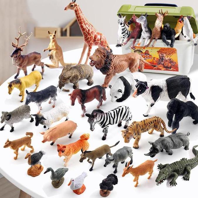 Mainan Hewan Karet Lengkap Animal Toys Set Figure Binatang Karet Lengkap Animal Model Toys With Box 