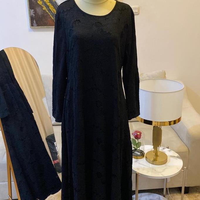 Gamis brokat ghea y170 full black spesial rompi lepas  Muslim  Hitam Mewah Cantik Dress Wanita Baju 