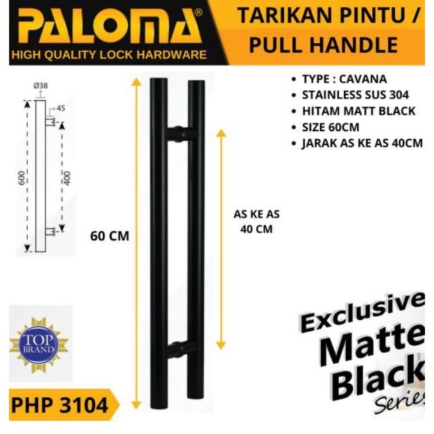 Promo Paloma Php 3104 Handle Pintu Tarikan Cavana 60Cm Black Gagang Pintu Cod
