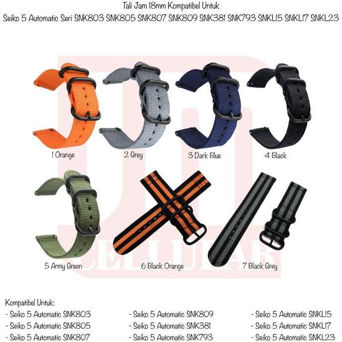 Promo STT Tali Jam 18mm For Seiko 5 SNK803 SNK805 SNK807 SNK809 SNK381 COD