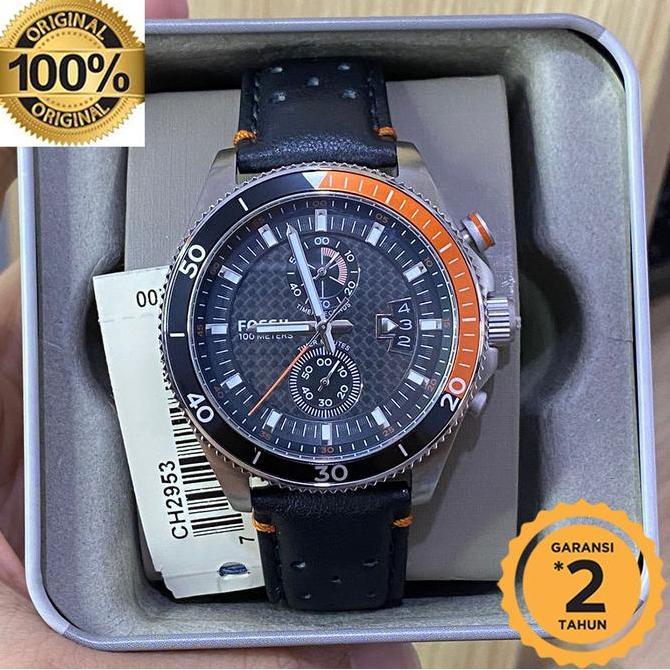 Promo Jam Tangan Ch 2953 chronograph Black Dial 45mm COD