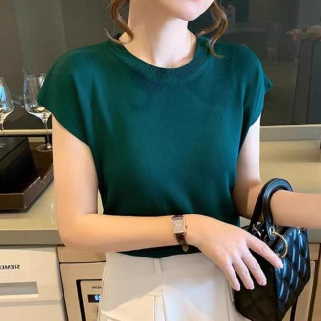 Promo CUCI GUDANG BJ1629 Baju Atasan Inner Rajut Knitwear Blouse Tanpa Lengan Manset Buntung Wanita 