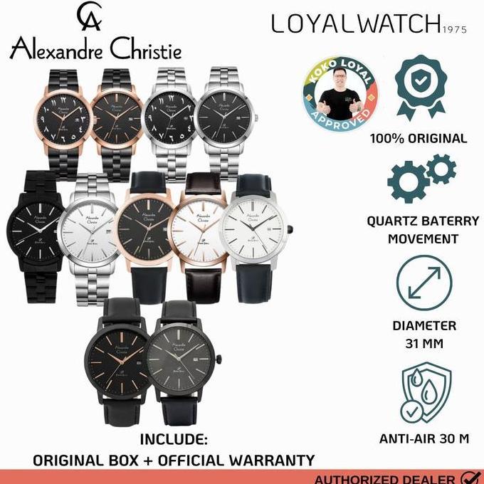 Promo Jam Tangan Alexandre Christie Primo Steel arabic & Non Arabic Pria 1007 Stainless Steel / Leat