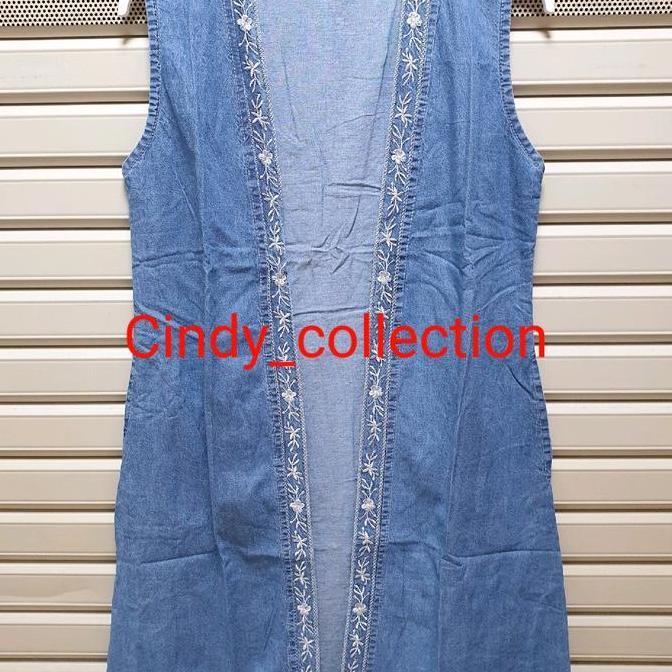 Promo ROMPI PANJANG JEANS WANITA OUTER JEANS ROMPI JEANS BORDIRAN OUTER JEANS WANITA VEST DENIM WANI