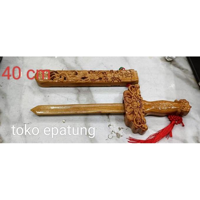 Terlaris Pedang Kayu - Motif Naga - Kayu - 40 Cm