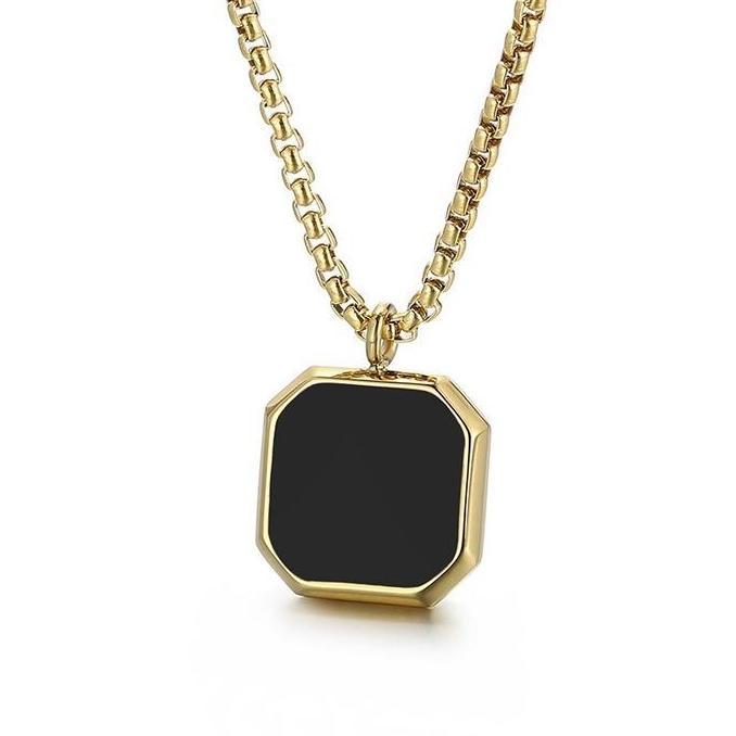 DS311 - [ DOUBLE LAYER ] Kalung Rantai Titanium Pria Terbaru Model Double Layer Liontion persegi+Kal