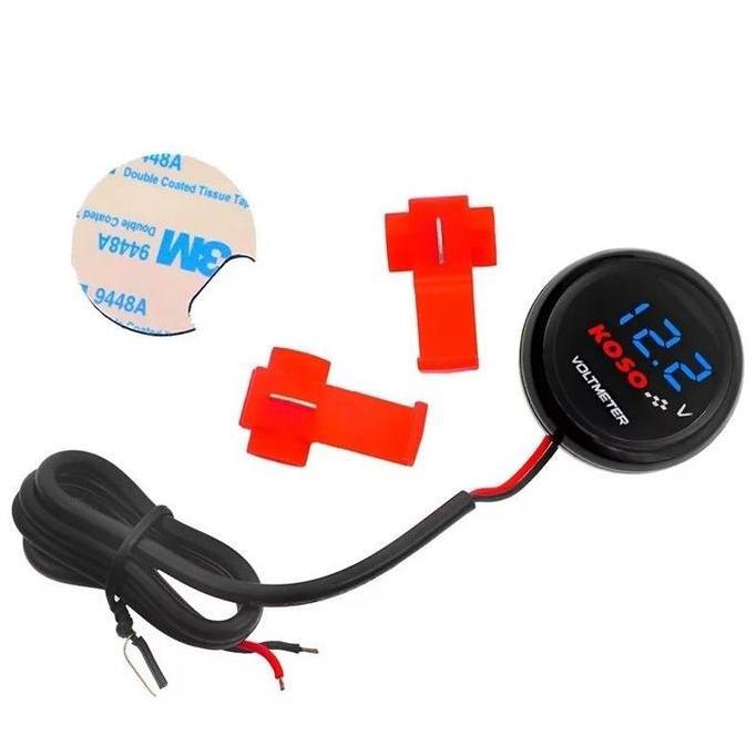 Voltmeter Aki Bulat KOSO original/Universal Motor Koso Putaran Mini Voltmeter Tegangan LED Digital M