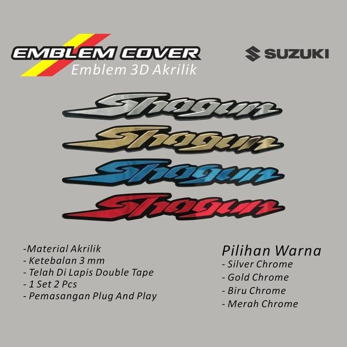 emblem 3d suzuki shogun sepasang stiker timbul akrilik shogun emblem body motor shogun